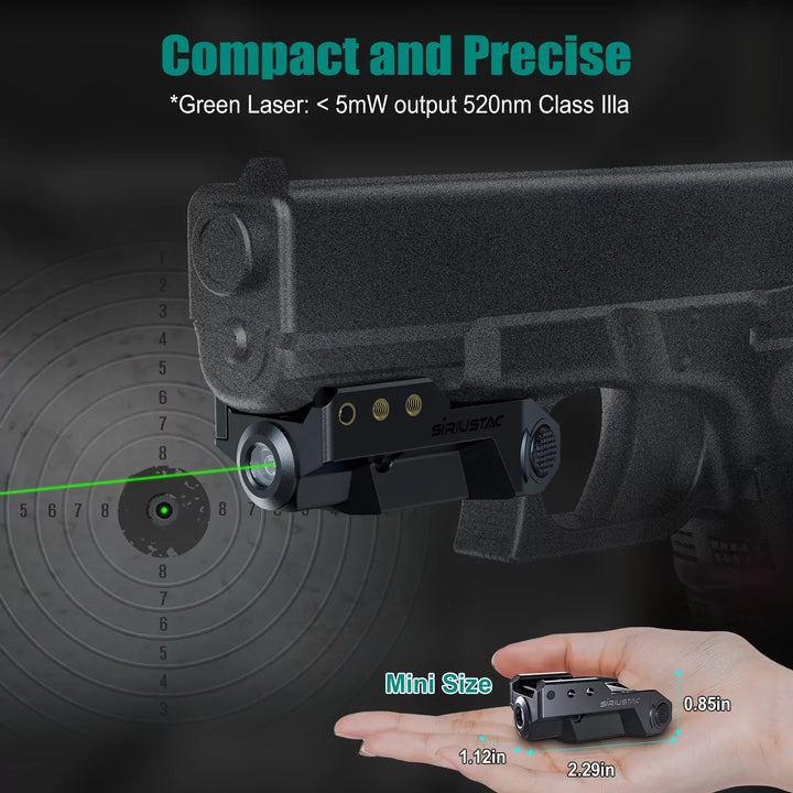 Micro Green Laser for Weapons - 21mm <tc>Rail</tc> - Rechargeable