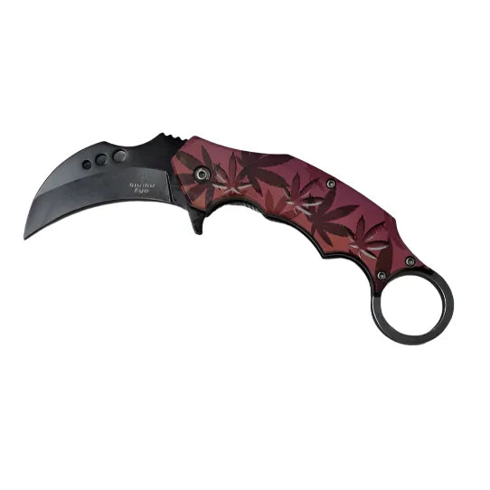 Tactisch zakmes in Karambit-stijl - roze bladeren