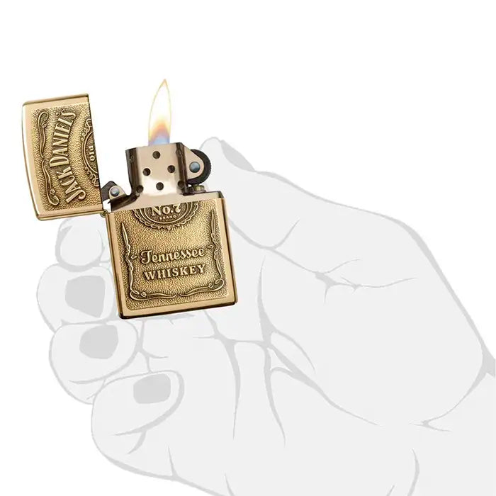 Zippo Aansteker - Jack Daniels Logo - Messingkleurige Aansteker