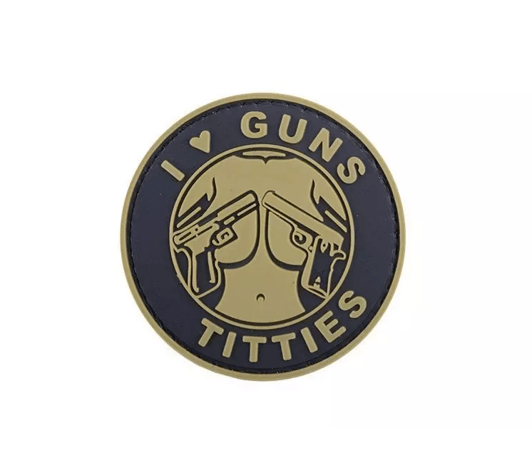 3D Patch - I Love Guns N` Titties - PVC Tan - Game-On.no