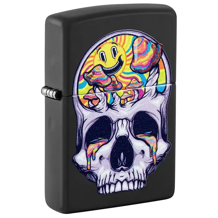 Zippo - Blacklight Skull Design - Matzwarte Aansteker