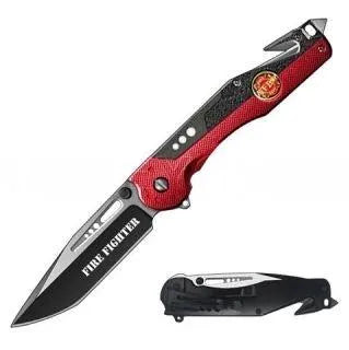 SE - Heavy Duty Rescue Knife - Black and Red Folding Knife