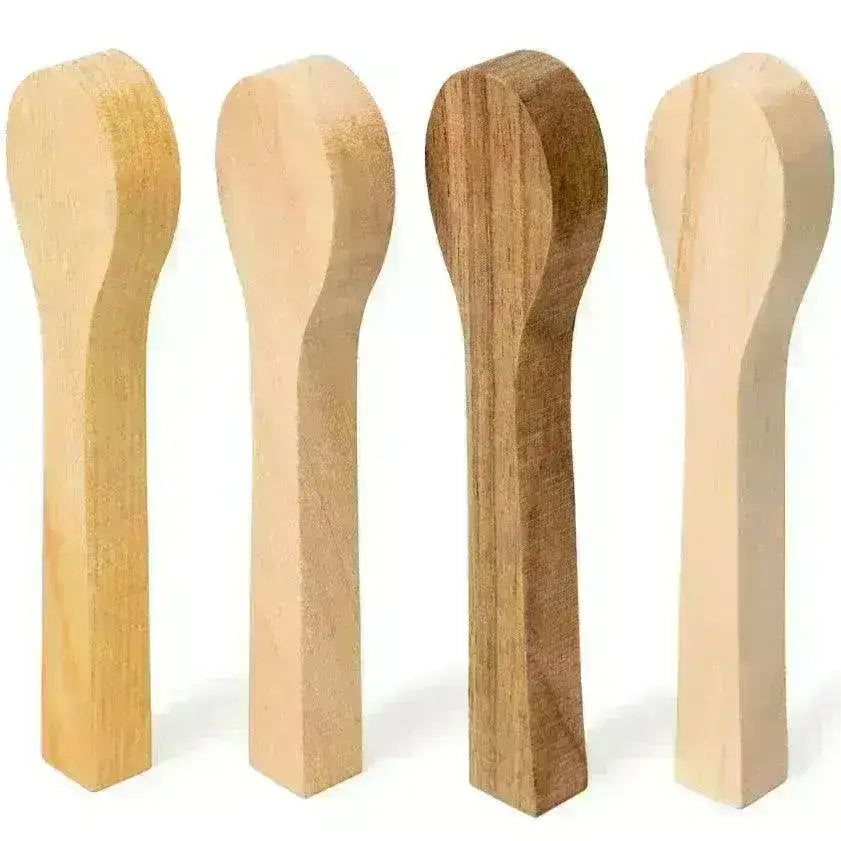 BB2 Emne til Treskjæring Skje - 4stk Pakke - Alm, Lønn, Or, Aprikos - Game-On.no