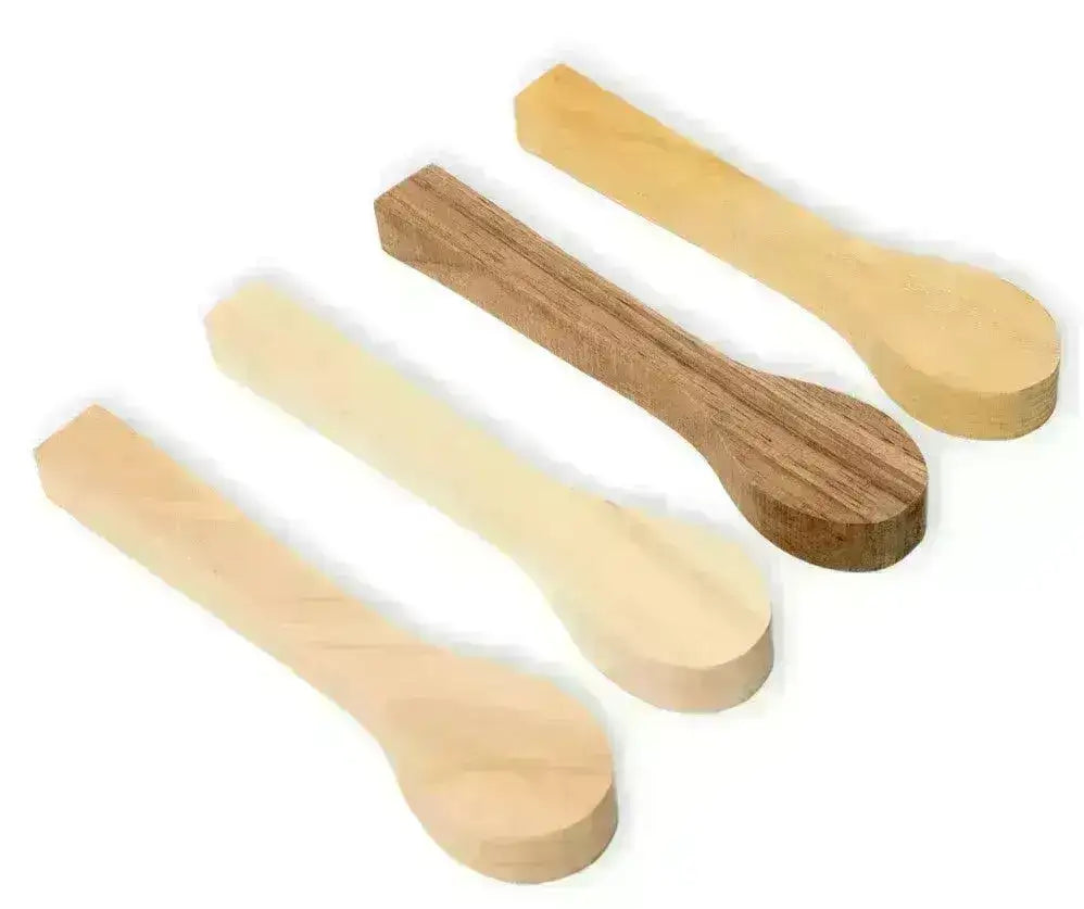 BB2 Emne til Treskjæring Skje - 4stk Pakke - Alm, Lønn, Or, Aprikos - Game-On.no