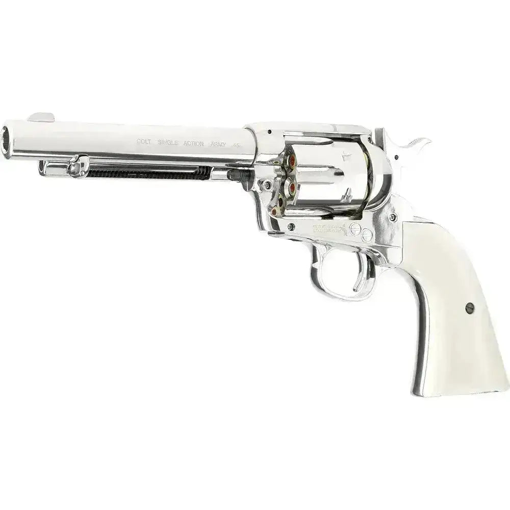 Colt Peacemaker SAA .45 - 4.5mm BB - Nickel - PAKKESETT - Game-On.no