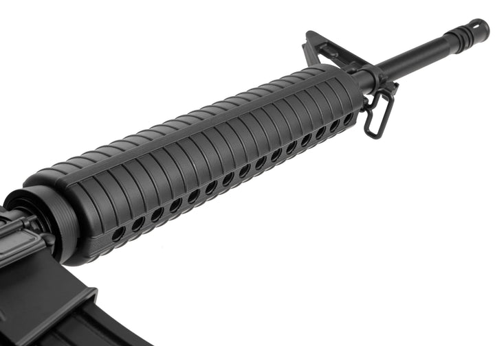 Cyma CM009 M16A3 Full Metal Elektrisk Softgun - Sort - detalj av front og frontsikte