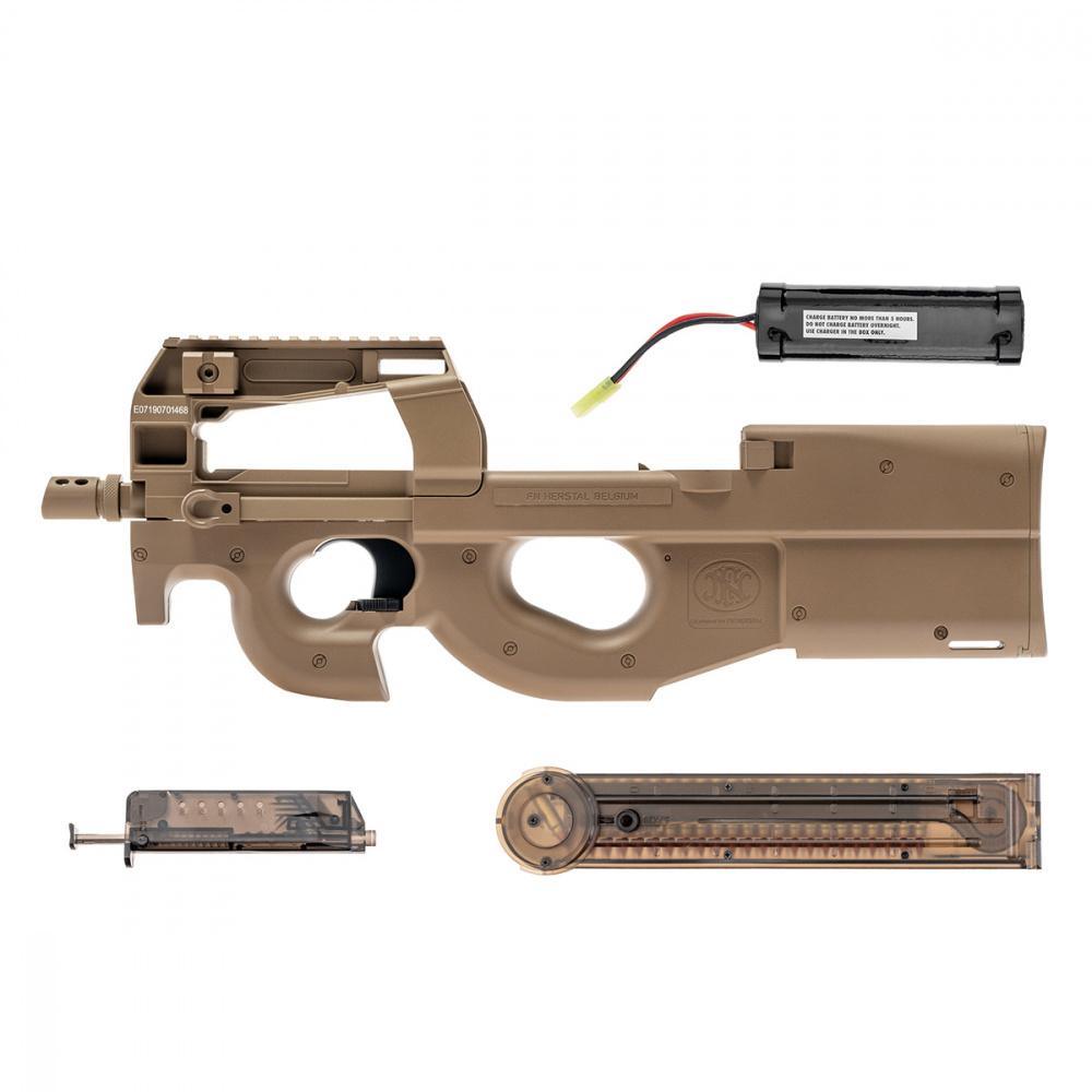 FN P90 Elektrisk Airsoftrifle med Batteri og Lader - FDE - Game-On.no