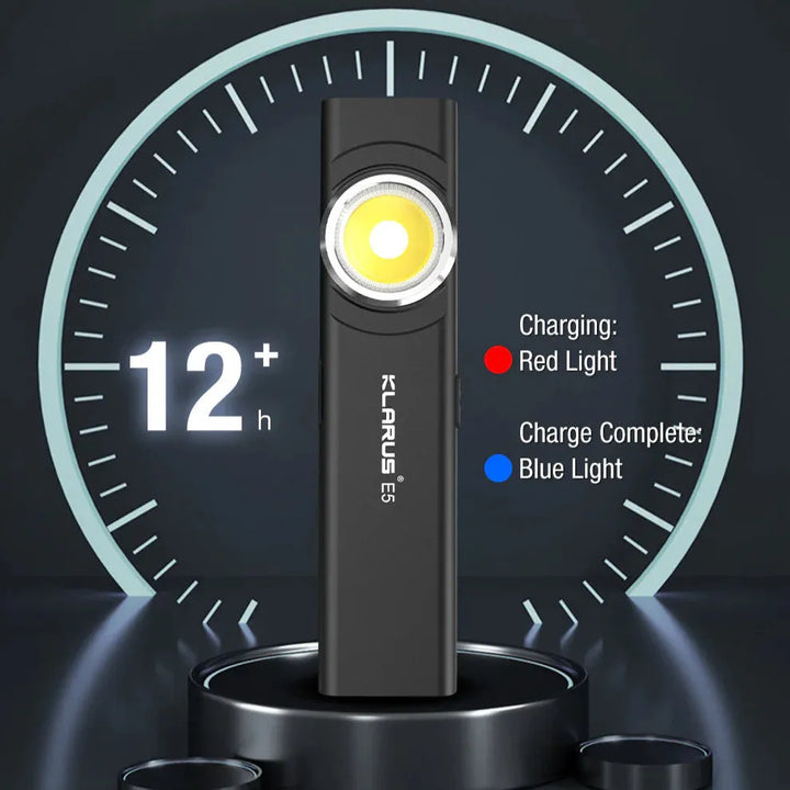 Klarus - E5 Svart - Oppladbar Tur og Lommelykt - 100+600 Lumen - Game-On.no