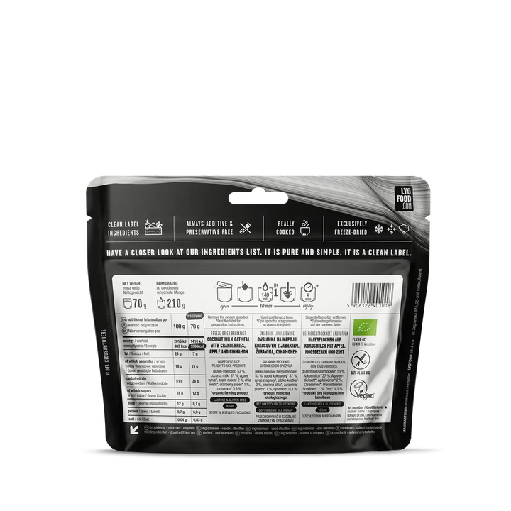 LYOFOOD - Økologisk havregrøt med eple og kanel - Game-On.no