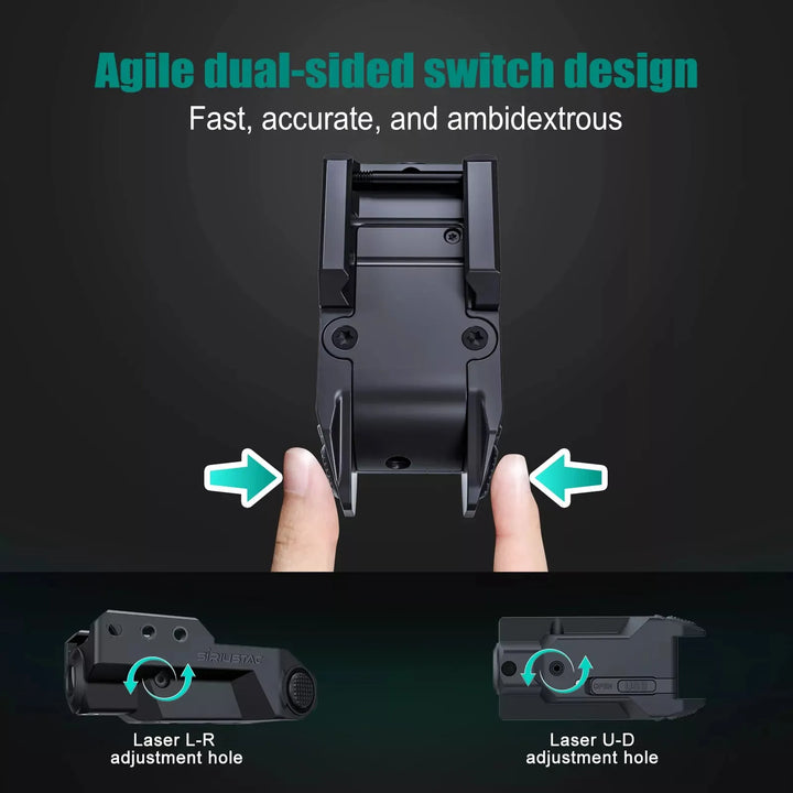 Micro Grønn Laser til Våpen - 21mm Rail - Oppladbar - Game-On.no