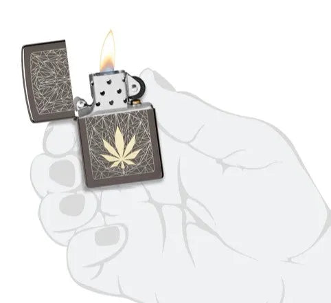 Zippo - Cannabis Design Black Ice - Game-On.no