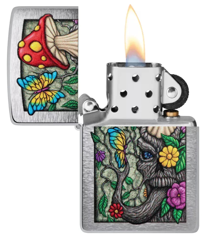 Zippo - Freaky Nature Design - Brushed Chrome - Game-On.no