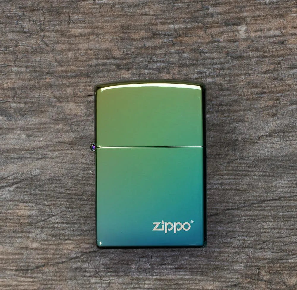 Zippo - Klassisk Høypolert Teal Logo - Game-On.no