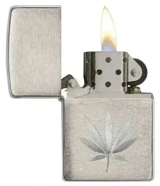 Zippo Lighter - Chrome Marijuana Leaf - Game-On.no