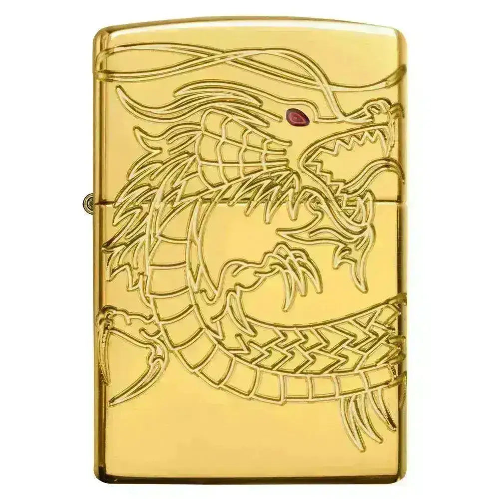 Zippo Lighter - Red Eyed Dragon - 360 Degree Gold-Plate Limited - Lighte - Game-On.no