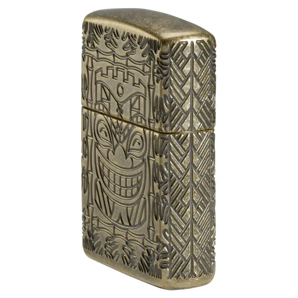 Zippo - Tiki Design Armor® - Antique Brass Lighter - Game-On.no
